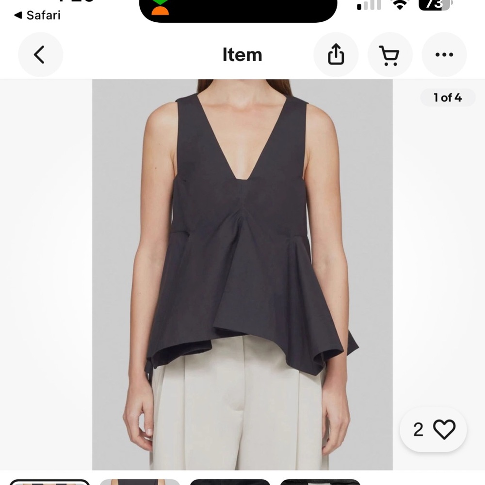 NWB 3.1 Philip Lim SL Structured Cotton v-neck a-line top